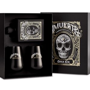 Amuerte Geschenkset Black Gin 70cl mit 2 Gläsern